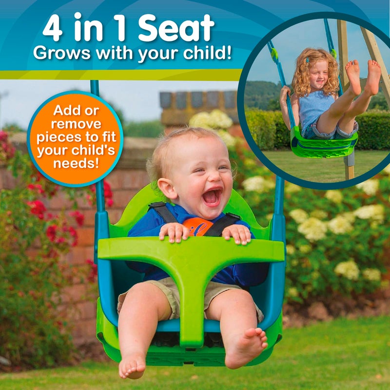Chicago TP Toys Baby Swing - Comfy Toddler Swing Seat, Kids Outdoor Toys, Quadpod Adjustable 4-in-1 Swings Chair, Secure, Safe Quick Click Locking System, Durable, Easy Installation, Ages 6 Months - 8 Years - Image 2
