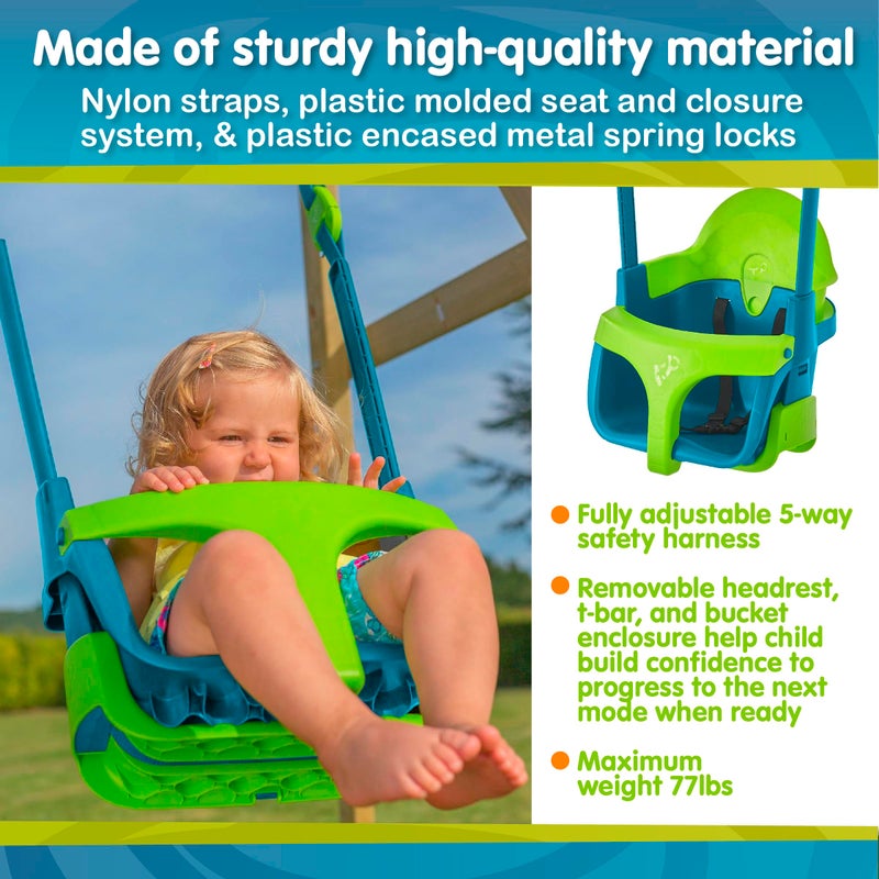 Chicago TP Toys Baby Swing - Comfy Toddler Swing Seat, Kids Outdoor Toys, Quadpod Adjustable 4-in-1 Swings Chair, Secure, Safe Quick Click Locking System, Durable, Easy Installation, Ages 6 Months - 8 Years - Image 4