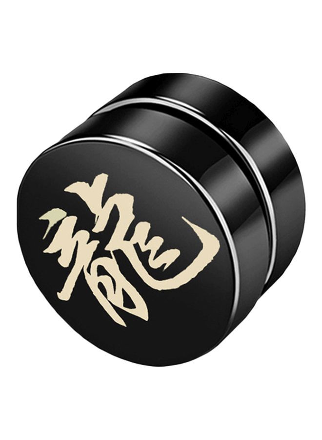NIBEMINENT Titanium Steel Magnet Earrings Black/Beige 