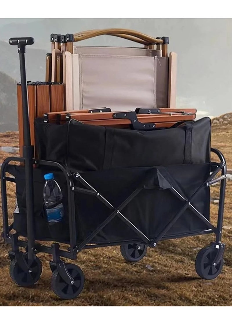 Outdoor Wagon Collapsible with Removable Fabric Festival Garden Camping Picnic Cart Supports Max 150kg Portable Transport Trailer Black  - Image 5