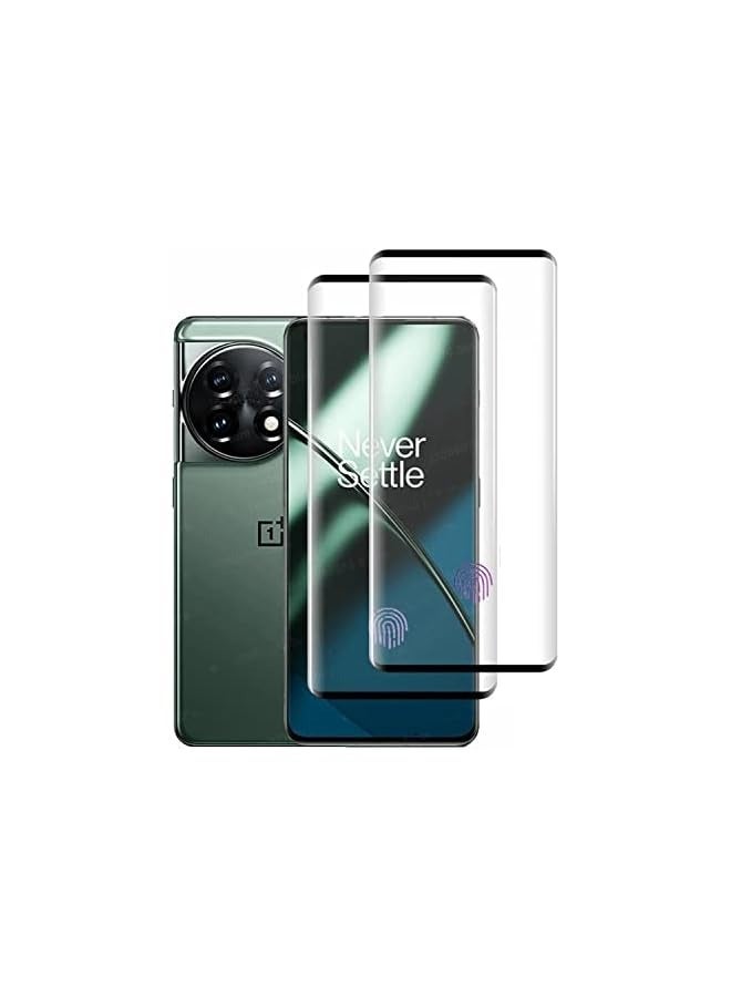 بروماس [عبوة من قطعتين] واقي شاشة من الزجاج المقسى لهاتف OnePlus 11 5G، صلابة 9H عالية الوضوح ومغطاة بالكامل ومنحني شفاف ومقاوم للخدش وخالي من الفقاعات وبصمات الأصابع - Image 1