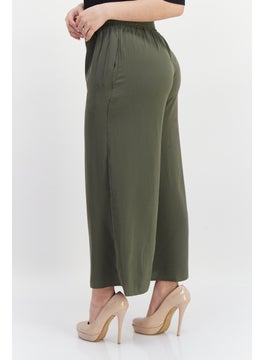 French Connection Women Wide Leg Plain Palazzo Pants, Olive  - Image 2