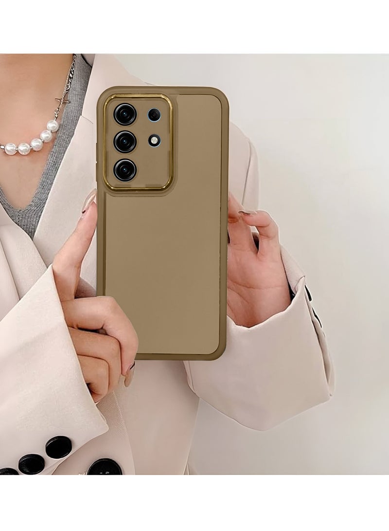 دبليو تيك غطاء خلفي لهاتف itel Super 26 Ultra 4G 2025 من السيليكون الشفاف الناعم لحماية عدسة الكاميرا، رفيع جدًا وأنيق مع إطار معدني مطلي حول الكاميرا - بني - Image 4