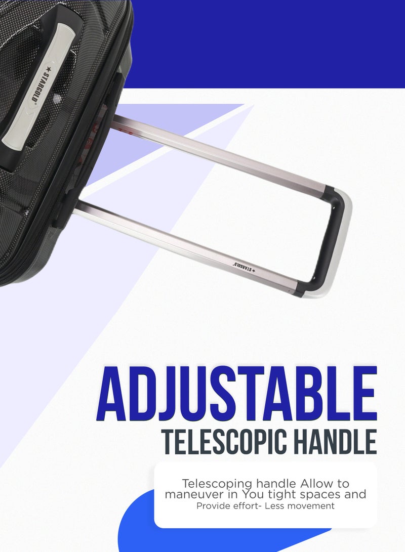 ستارجولد طقم حقائب سفر بعجلات من 3 قطع TPC عجلات جانبية صلبة مع قفل TSA - Image 3