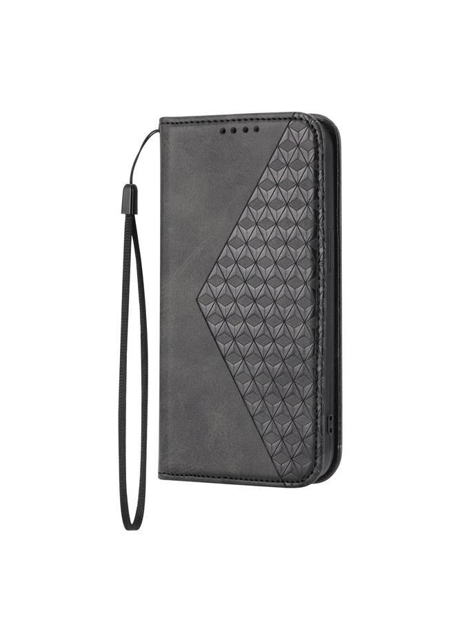 Zaboon Case For iPhone 12 Pro Max Cubic Grid Calf Texture Magnetic Closure Leather Phone Case - Image 2