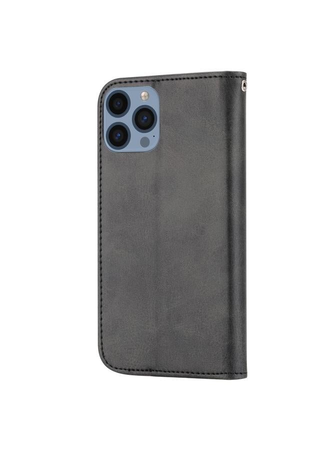 Zaboon Case For iPhone 12 Pro Max Cubic Grid Calf Texture Magnetic Closure Leather Phone Case - Image 3