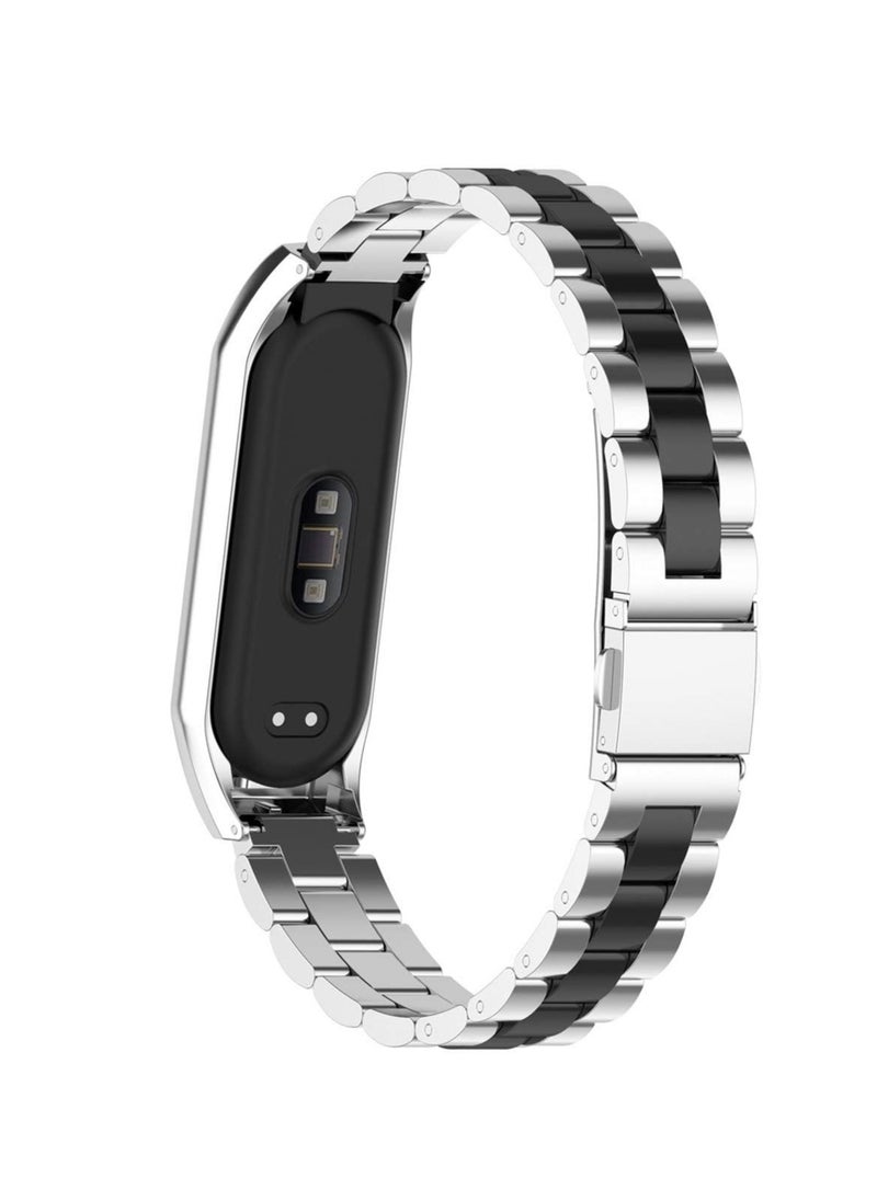 Generic - strap Compatible with  Xiaomi Mi Band 3/4, Stainless Steel Watch Band Metal Replacement Bracelet Wristband  for Xiaomi Mi Smart Xiaomi Mi Band 3/4 black/Silver - Image 1