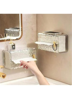 HOOKOR Dust free Wall Mounted Transparent Tissue Box Holder with Cover,Drill Free, Self Adhesive, Best for Bedroom, Vanity,Kitchen, Living room,Office,Home(2 Pcs)  - Image 1