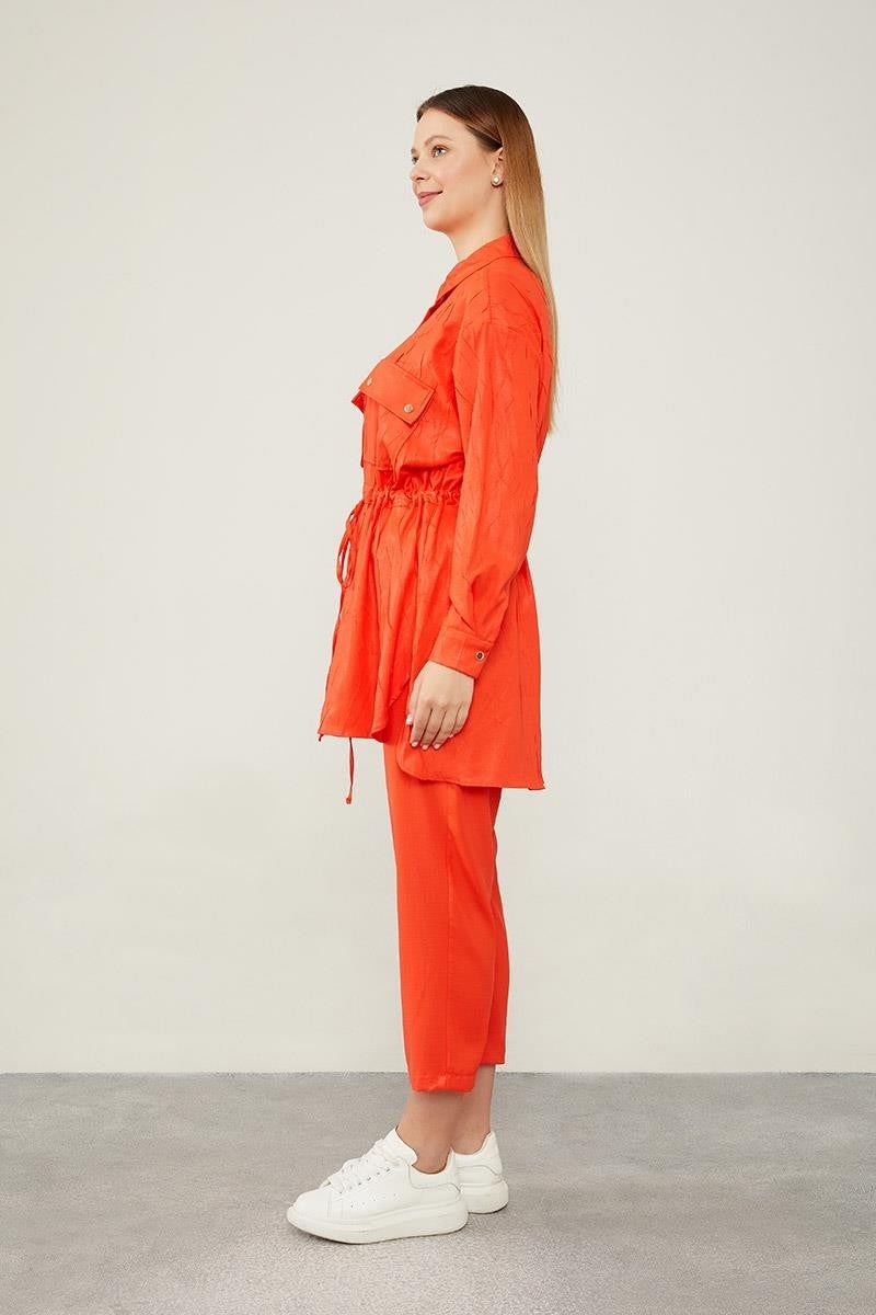 Levidor Orange Waist Drawstring Trousers Sports Suit - Image 5
