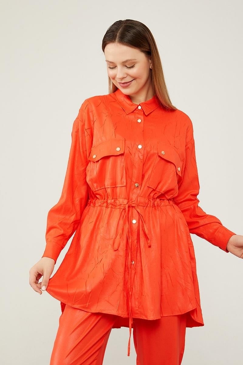 Levidor Orange Waist Drawstring Trousers Sports Suit - Image 3