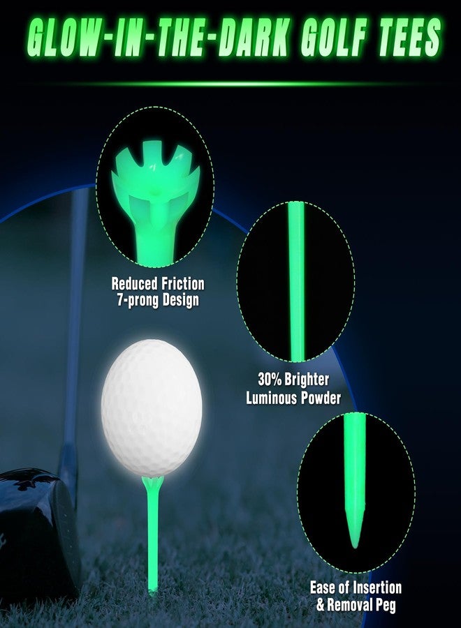KINGTOP Glow-in-The-Dark Golf Tees 7-Prong, 12 Count 2-3/4 inch Fluorescent Green Light Up Golf Tee, Long-Lasting Illumination Perfect for Night Golf - Image 3