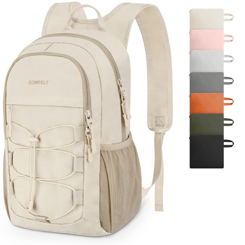 ZOMFELT Hiking Backpack for Women Men, 15L Lightweight Packable Backpack for Trip, Water Resistant Small Travel Backpacks, Foldable daypack for Hiking, Walking, Cycling, Camping, Beige - Image 1