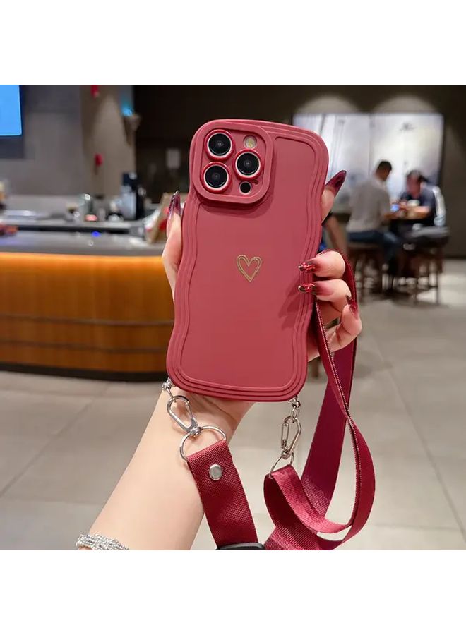 Pink Wave Case With Flat Rope Lanyard For Apple iPhone 16 Pro Max - Image 3