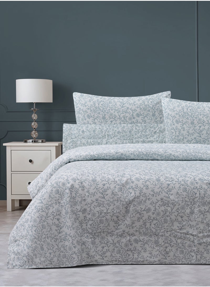 MORANO Morano Sofia Bedsheet Set, Microfiber Material with a Cotton-Like Touch for a Soft and Breathable Feel, Ideal for Double Beds, Measuring 240 x 260 CM, Includes Pillowcases (Rosewood-Petrol)  - Image 1
