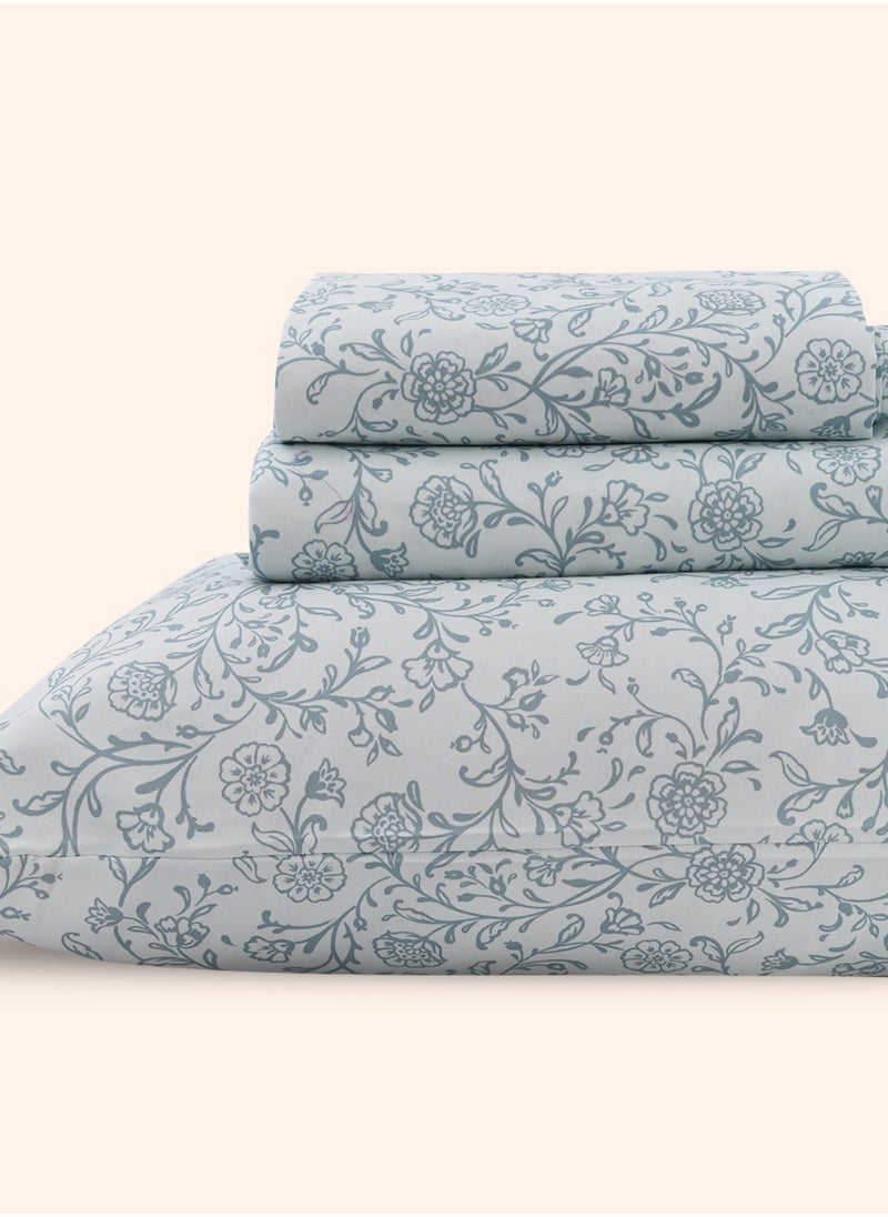 MORANO Morano Sofia Bedsheet Set, Microfiber Material with a Cotton-Like Touch for a Soft and Breathable Feel, Ideal for Double Beds, Measuring 240 x 260 CM, Includes Pillowcases (Rosewood-Petrol)  - Image 2