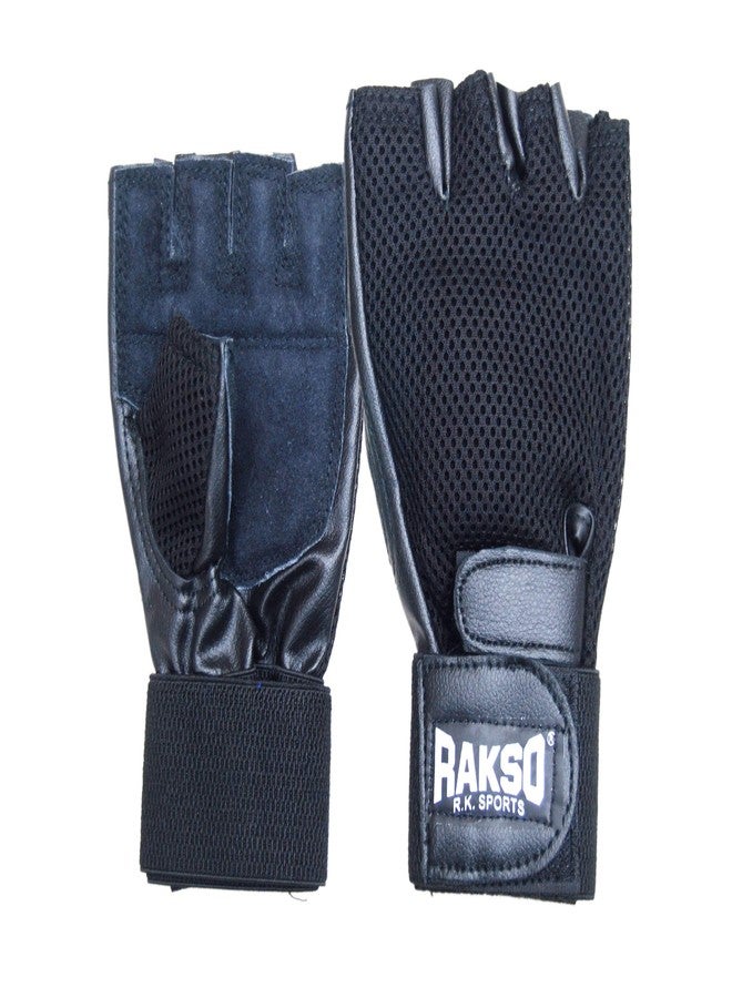 RAKSO Gloves for Weight Lifting and Exercises | Wrist Wrap Support for Weightlifting| Crossfit | Pull ups | Workout | Hand Grips | Powerlifting | Palm Protection, - Image 2