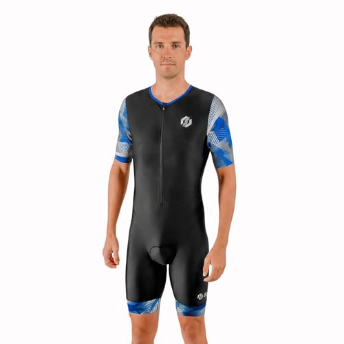 SLS3 Triathlon Suits Mens - Aerodynamic Sleeved Tri Suit Men – Lightweight Trisuit with Premium FX Fabrics - 2 Pockets (Blue Edge, Medium) - Image 2