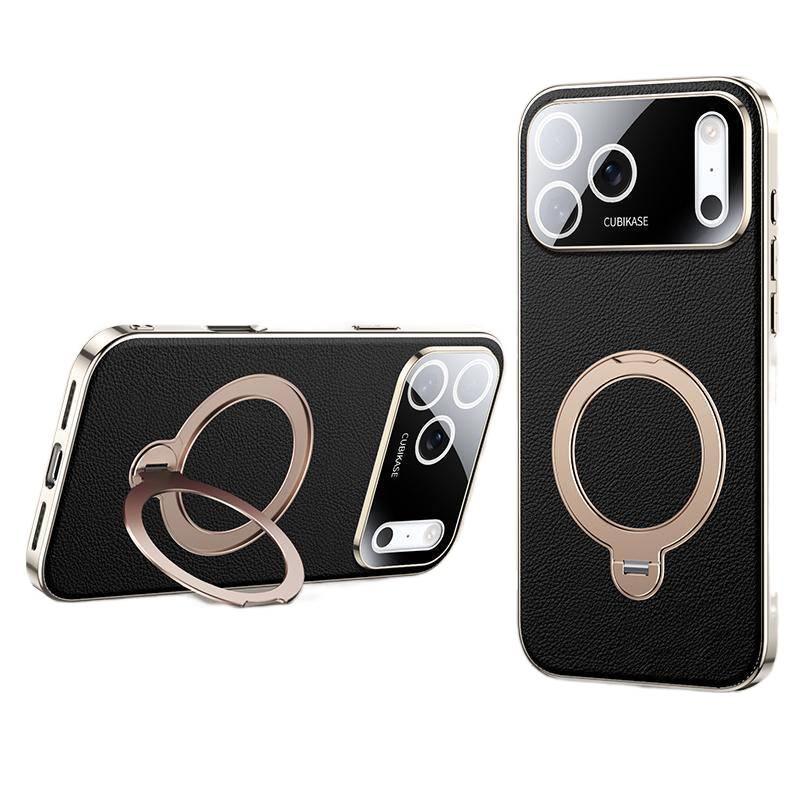 غطاء واقي | مقاوم للصدمات لـ iPhone 17 / 17 Air / 17 Pro / 17 Pro Max | أسود ملمس جلد - Image 1