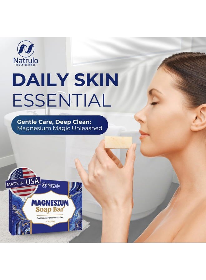 Natrulo Dead Sea Magnesium Soap Bar – Deep Cleansing, Moisturizing Body Soap for Dry Itchy and All Skin Types – Shower Soap Soothes Muscles and Joints – All-Natural Exfoliating Face and Body Wash Made in USA - Image 5