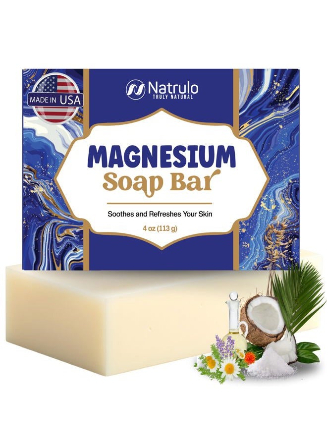 Natrulo Dead Sea Magnesium Soap Bar – Deep Cleansing, Moisturizing Body Soap for Dry Itchy and All Skin Types – Shower Soap Soothes Muscles and Joints – All-Natural Exfoliating Face and Body Wash Made in USA - Image 1