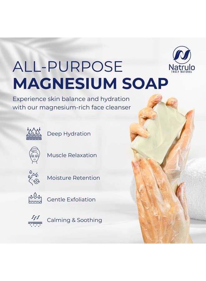 Natrulo Dead Sea Magnesium Soap Bar – Deep Cleansing, Moisturizing Body Soap for Dry Itchy and All Skin Types – Shower Soap Soothes Muscles and Joints – All-Natural Exfoliating Face and Body Wash Made in USA - Image 2