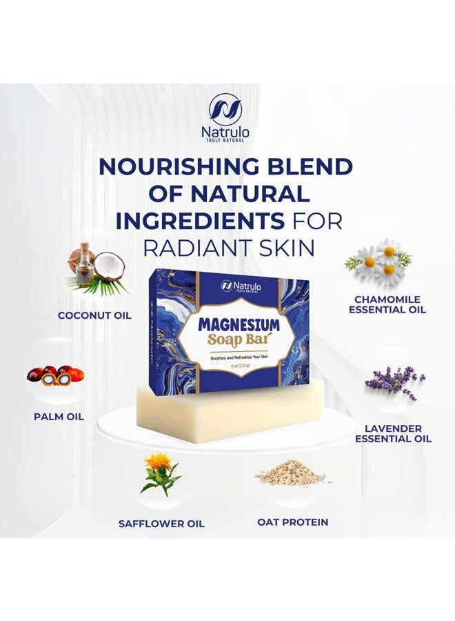 Natrulo Dead Sea Magnesium Soap Bar – Deep Cleansing, Moisturizing Body Soap for Dry Itchy and All Skin Types – Shower Soap Soothes Muscles and Joints – All-Natural Exfoliating Face and Body Wash Made in USA - Image 4