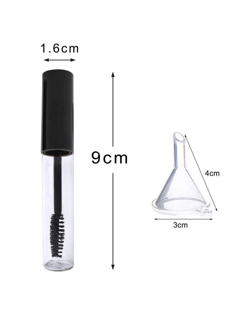 KHAJUL - 3-Piece Empty Mascara Eyeliner and Gloss Tubes Black Eyelash Cream Container Bottle with Funnels Transfer Pipettes for Lip Gloss Eyebrow Serum Eyelash Castor Oil - Image 1