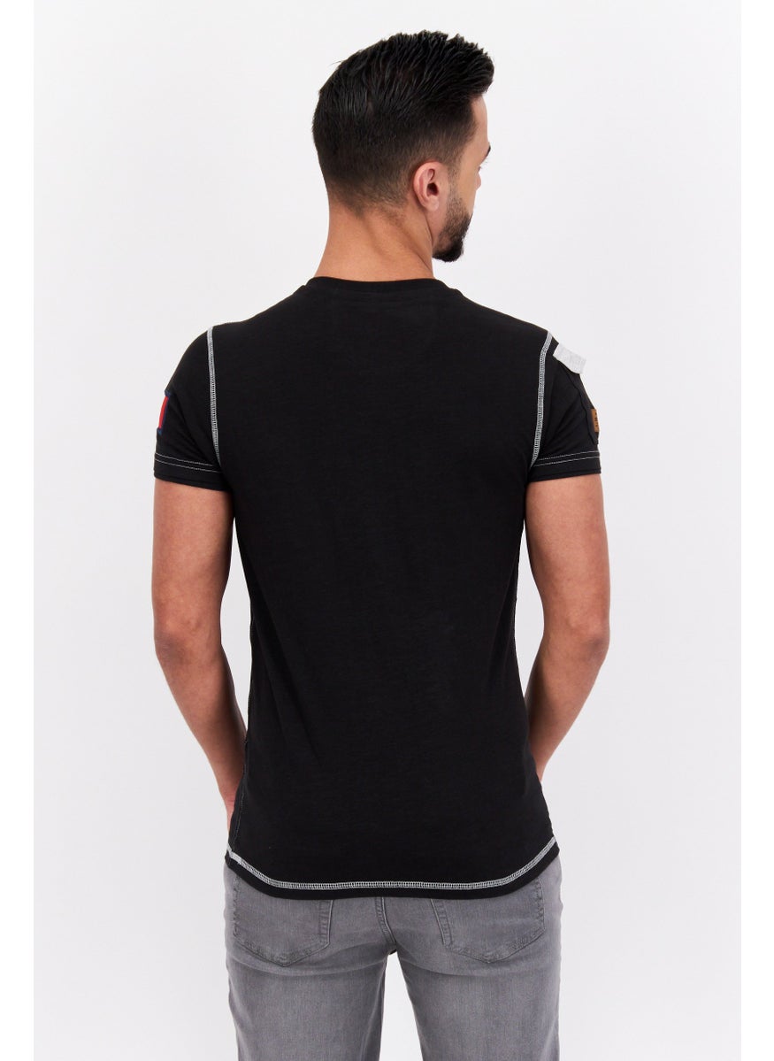 Canadian Peak Men Crew Neck Short Sleeves Graphic Print T-Shirt, Black Combo  - Image 2