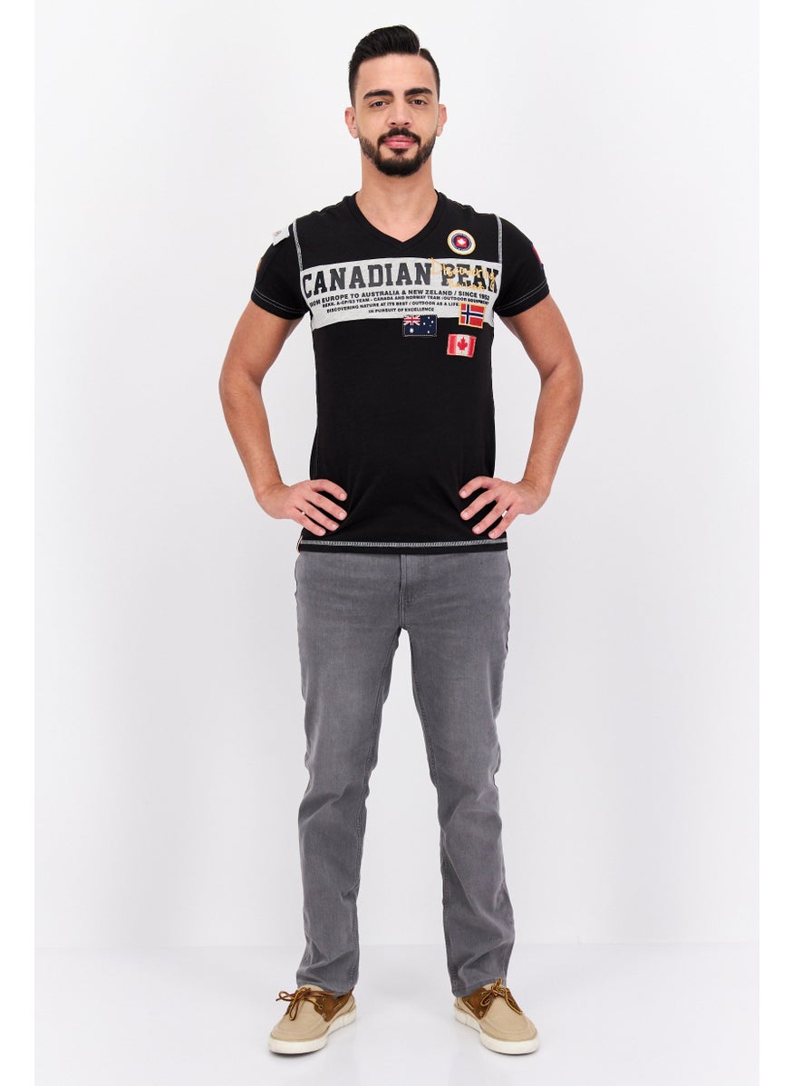 Canadian Peak Men Crew Neck Short Sleeves Graphic Print T-Shirt, Black Combo  - Image 3