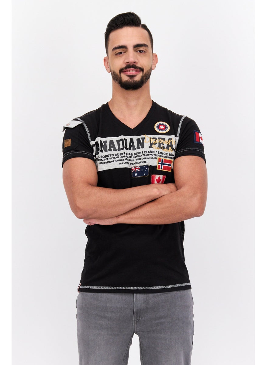 Canadian Peak Men Crew Neck Short Sleeves Graphic Print T-Shirt, Black Combo  - Image 1