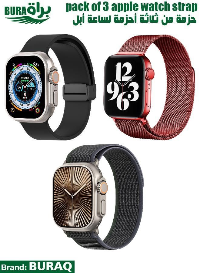 BURAQ Apple Watch Band Strap For Apple Watch Ultra 2/Ultra 49mm, Series 10 46mm, 9/8/7 45mm, SE2/SE/6/5/4 44mm, 3/2/1 42mm