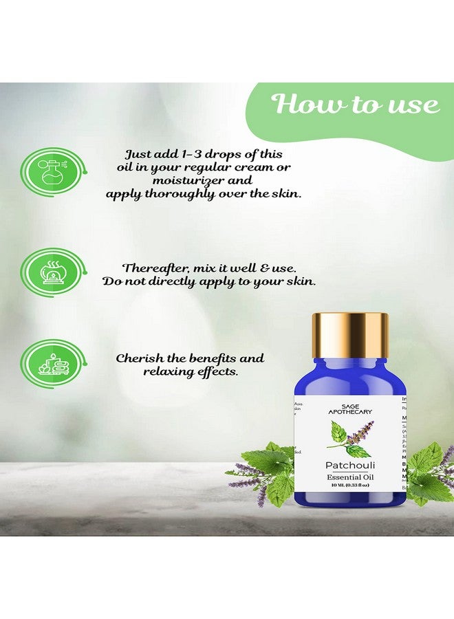 Sage Apothecary Patchouli Essential Oil 100% Pure & Preservative Free For Therapeutic Grade For Skin Care, Hair Care, Relief From Stress, Anxiety And Aromatherapy 10 Ml - Image 5