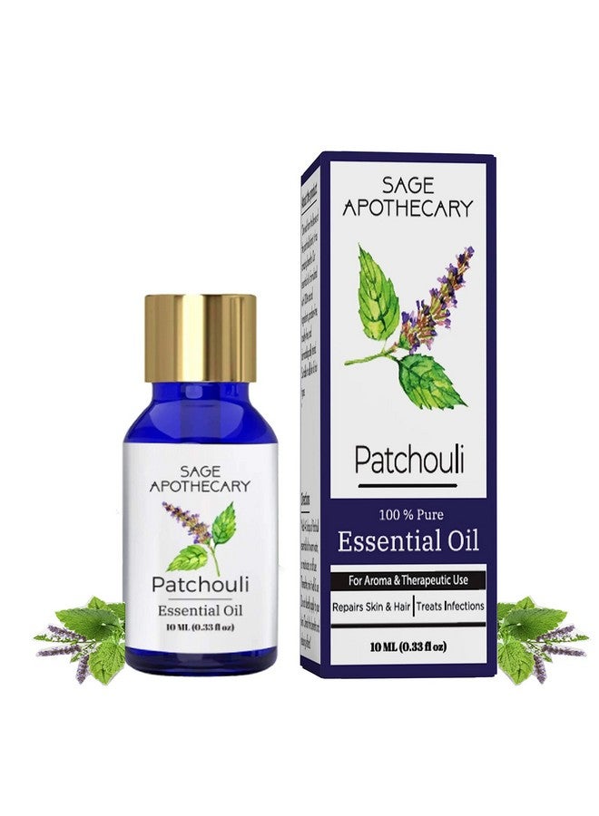 Sage Apothecary Patchouli Essential Oil 100% Pure & Preservative Free For Therapeutic Grade For Skin Care, Hair Care, Relief From Stress, Anxiety And Aromatherapy 10 Ml - Image 1
