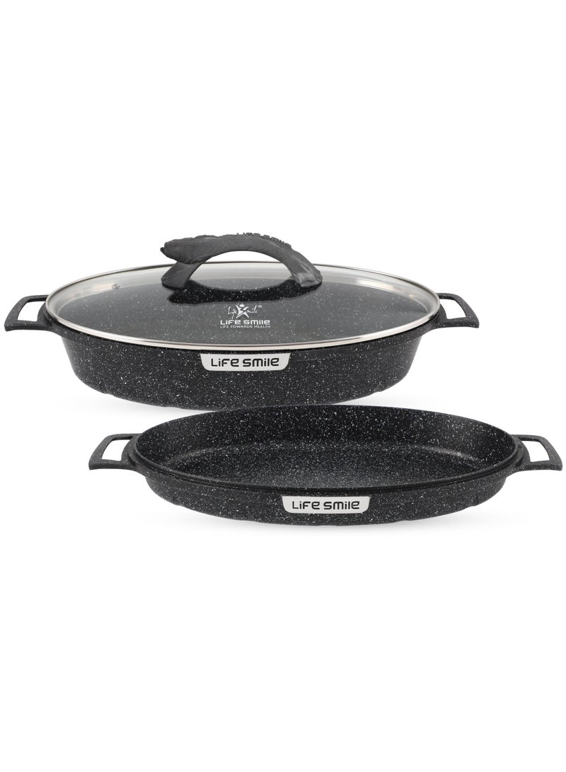 Life Smile Granite Nonstick Fish Pan Set –  Multi-Layer Granite Coating, Induction Compatible Aluminium Cookware - Image 1