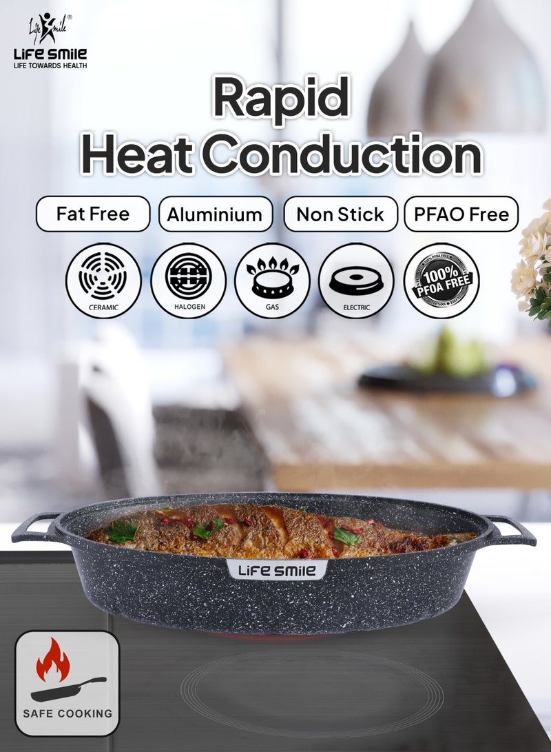 Life Smile Granite Nonstick Fish Pan Set –  Multi-Layer Granite Coating, Induction Compatible Aluminium Cookware - Image 3