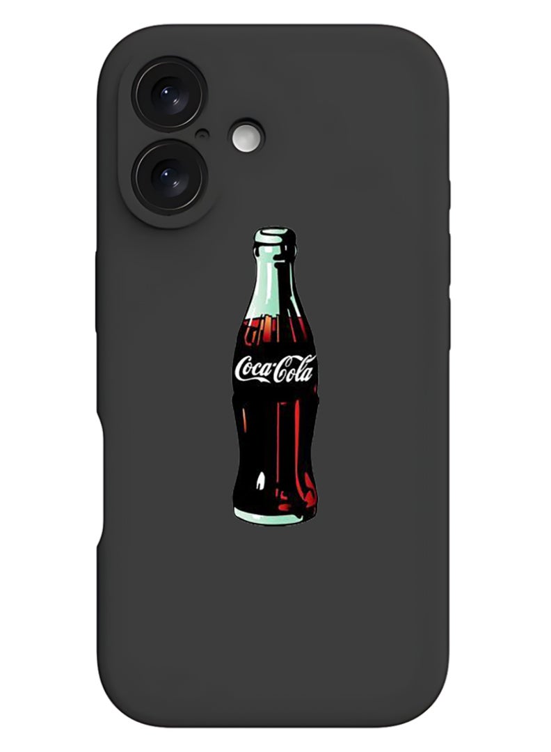 Theodor iPhone 16 Black Protective Slim Fit Case Liquid Silicone Cover with Full Body Protection Anti-Scratch Shockproof Case For iPhone - Coke - Image 1