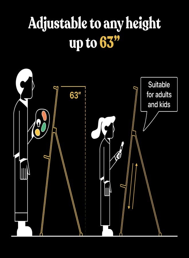 T-Sign Portable Art Easel Stand 63 Inches - Black Picture Stands for Display w/Bag - Tabletop Art Easel Stand for Sign, Wedding Signs, Poster Stand, Painting Canvas Stand - Metal Tripod, Easels for Display - Image 3