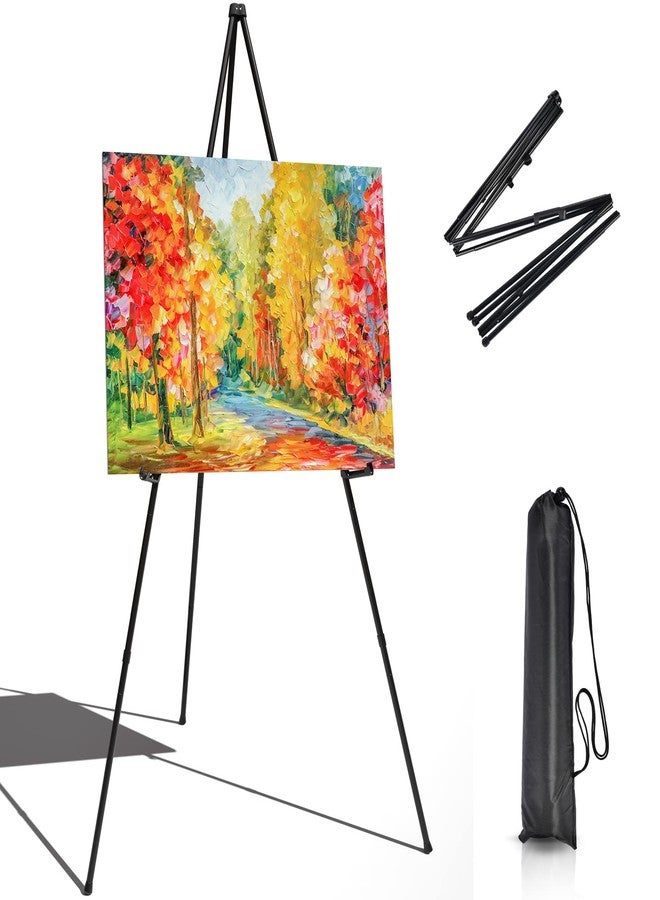 T-Sign Portable Art Easel Stand 63 Inches - Black Picture Stands for Display w/Bag - Tabletop Art Easel Stand for Sign, Wedding Signs, Poster Stand, Painting Canvas Stand - Metal Tripod, Easels for Display - Image 1