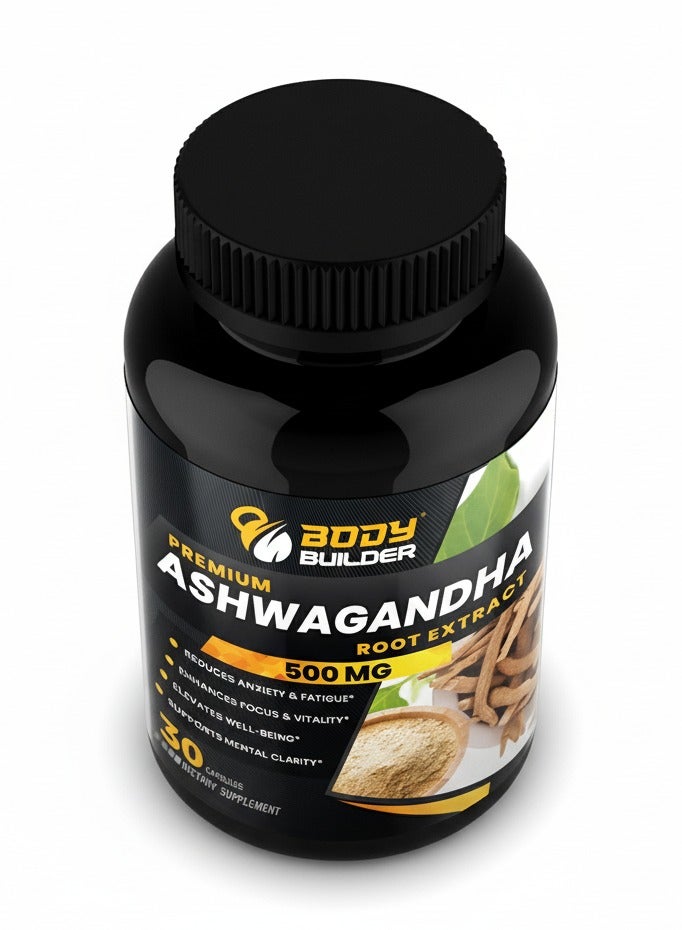 Body Builder Organic Ashwagandha Root Powder 500 mg- 30 Tablets - Image 2