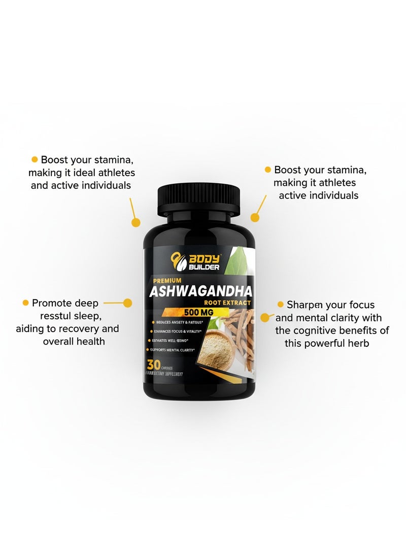 Body Builder Organic Ashwagandha Root Powder 500 mg- 30 Tablets - Image 5