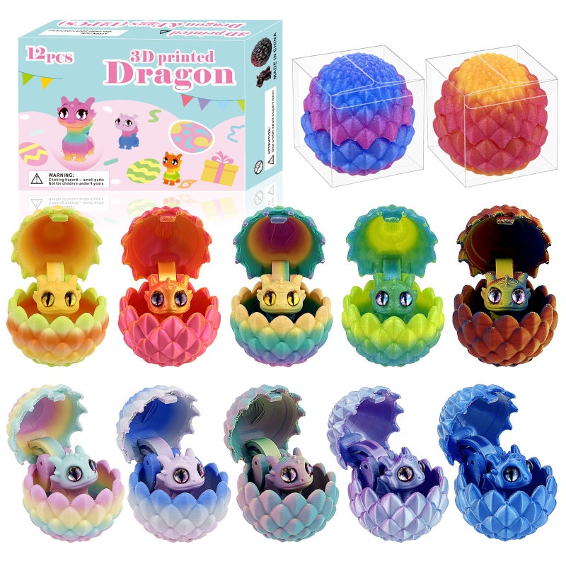 YVBBHE 12 PCS Small 3D Dragon Eggs with Dragon Inside Mini flying Dragons with eyes and wingsEaster Basket Stuffers Mini Animal Easter Egg Set Unique Cute Easter Basket Essentials for Adults Kids A - Image 3