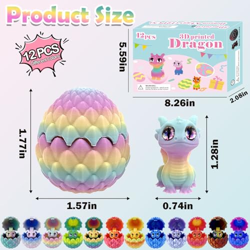 YVBBHE 12 PCS Small 3D Dragon Eggs with Dragon Inside Mini flying Dragons with eyes and wingsEaster Basket Stuffers Mini Animal Easter Egg Set Unique Cute Easter Basket Essentials for Adults Kids A - Image 5