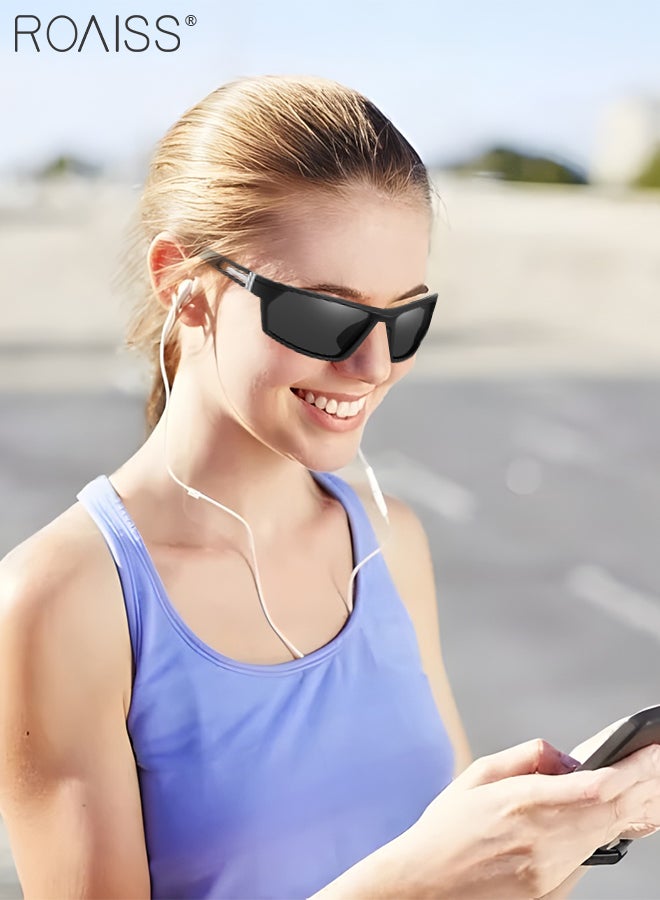 roaiss Polarized Sports Sunglasses for Men Women, UV400 Protection Cycling Glasses, Dustproof Cycling Goggles for Baseball Running Fishing Golf, Black - Image 2