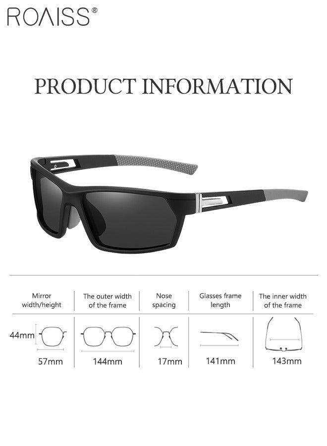 roaiss Polarized Sports Sunglasses for Men Women, UV400 Protection Cycling Glasses, Dustproof Cycling Goggles for Baseball Running Fishing Golf, Black - Image 4