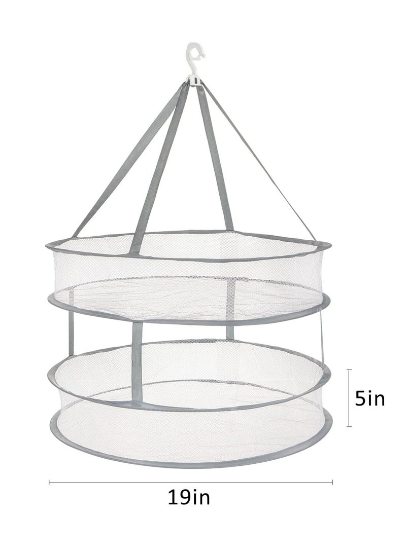 SYOSI Large Folding Clothes Dryer 2Tier Foldable Mesh Clothes Hanging Dryer Sweater Drying Rack with Windproof Hook Multifunction Lay fold Flat Dry Hanger for Hydroponics Flowers Buds Fruits Seafoods - Image 4