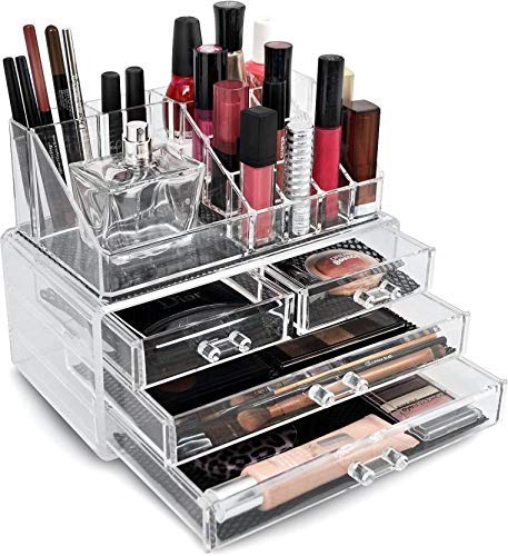MOHAK 4 Drawer  16 Compartment Plastic Cosmetic Makeup Jewellery Lipstick Storage Box 25x16x20cm - Image 1