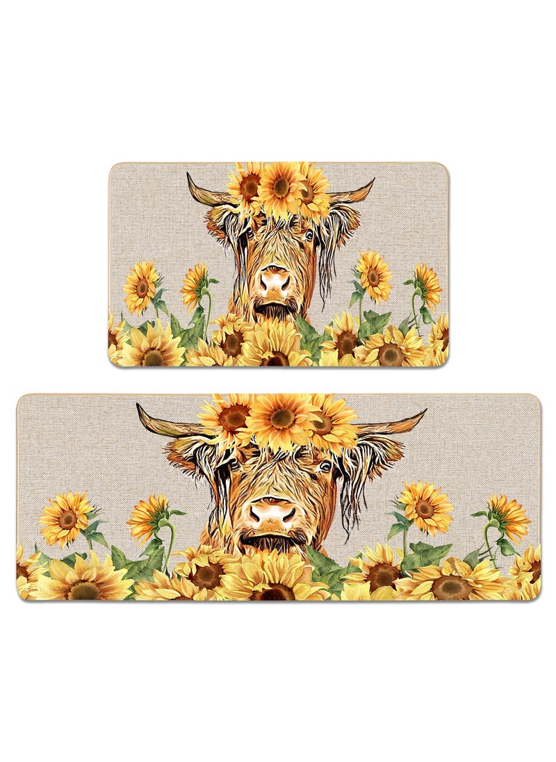 Generic 2 PCS Kitchen Floor Mats Rugs Set, Cushion Floor Carpet, Waterproof, Oil Resistant and Anti-Fatigue PU Standing Mat for Kitchen, Floor, Office, Sink, Laundry 45*75CM+45*120CM  - Image 1