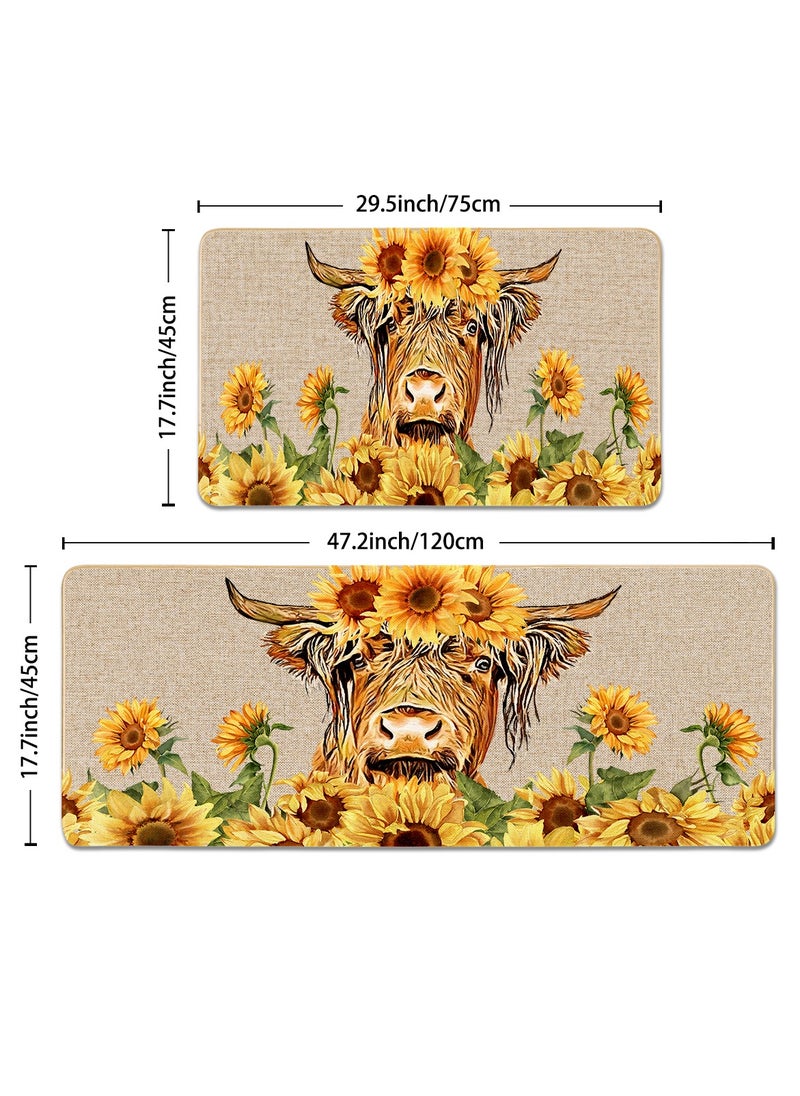 Generic 2 PCS Kitchen Floor Mats Rugs Set, Cushion Floor Carpet, Waterproof, Oil Resistant and Anti-Fatigue PU Standing Mat for Kitchen, Floor, Office, Sink, Laundry 45*75CM+45*120CM  - Image 5