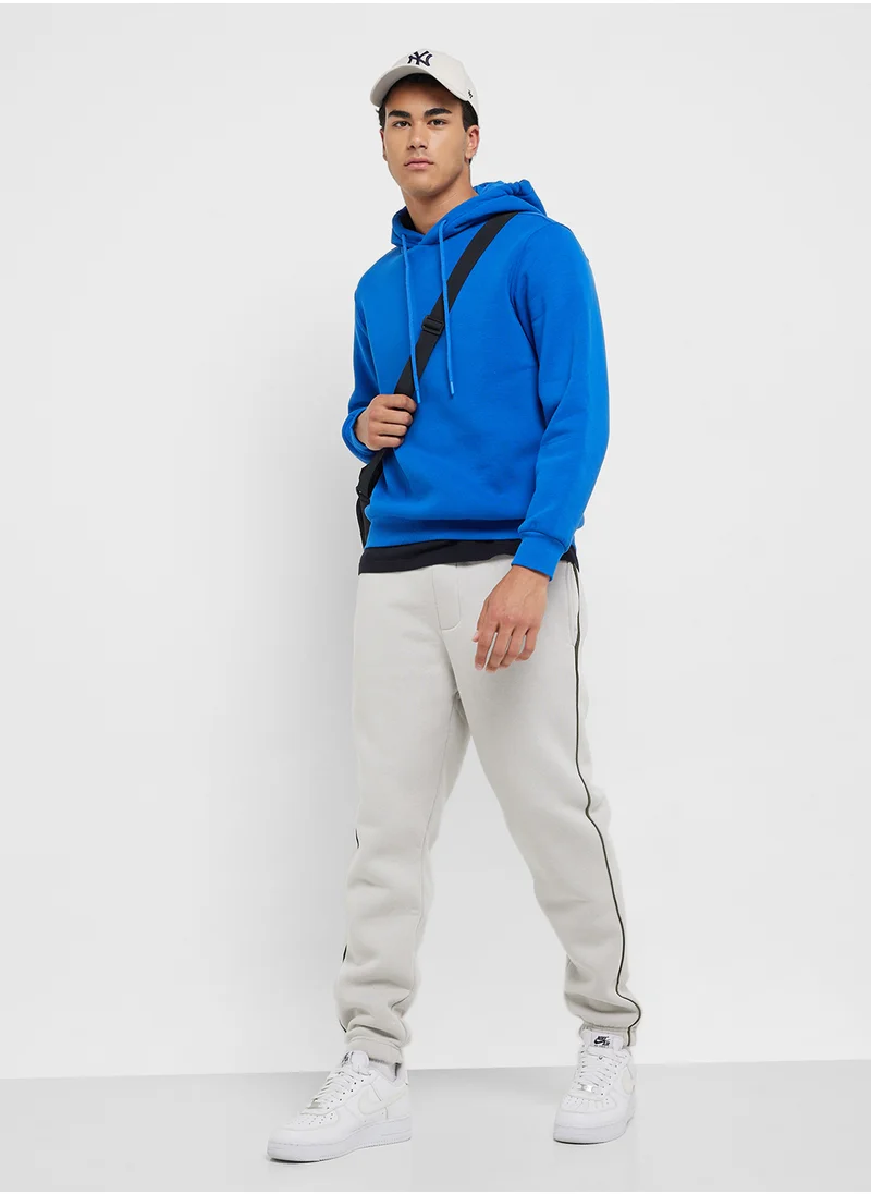 كوتون Drawstring Strip Printed Pocket Detail Jogger Sweatpants