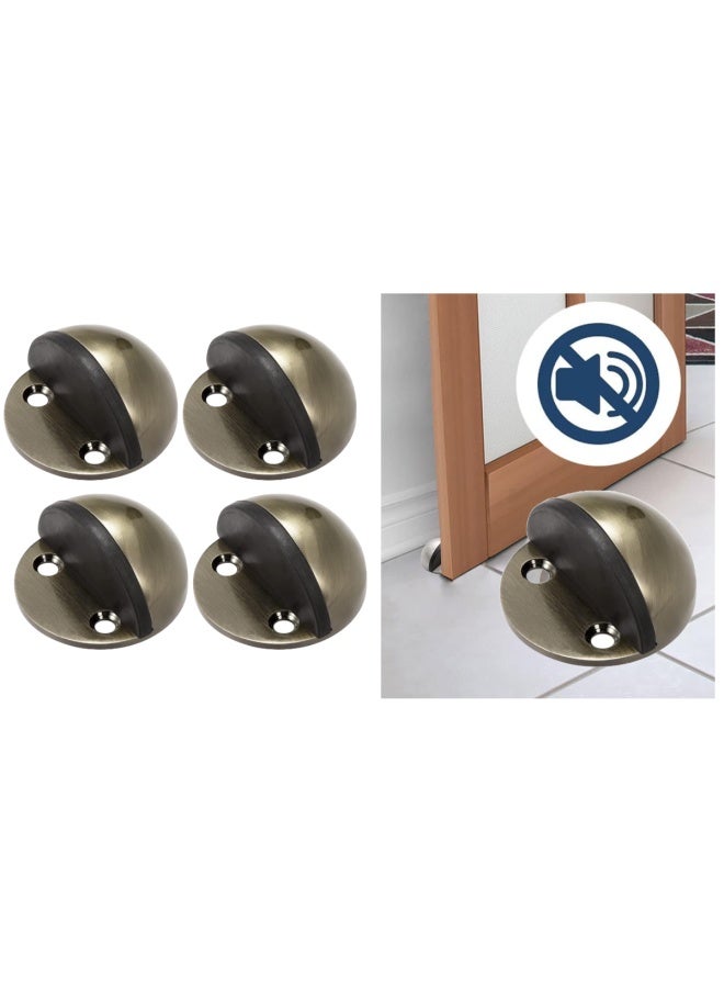 ROBUSTLINE Pack Of 4 Half Round Door Stopper Antique Brass Slip Resistant For Tiles Carpet Wood And Laminate Floors And Other Floor Surfaces Stop 